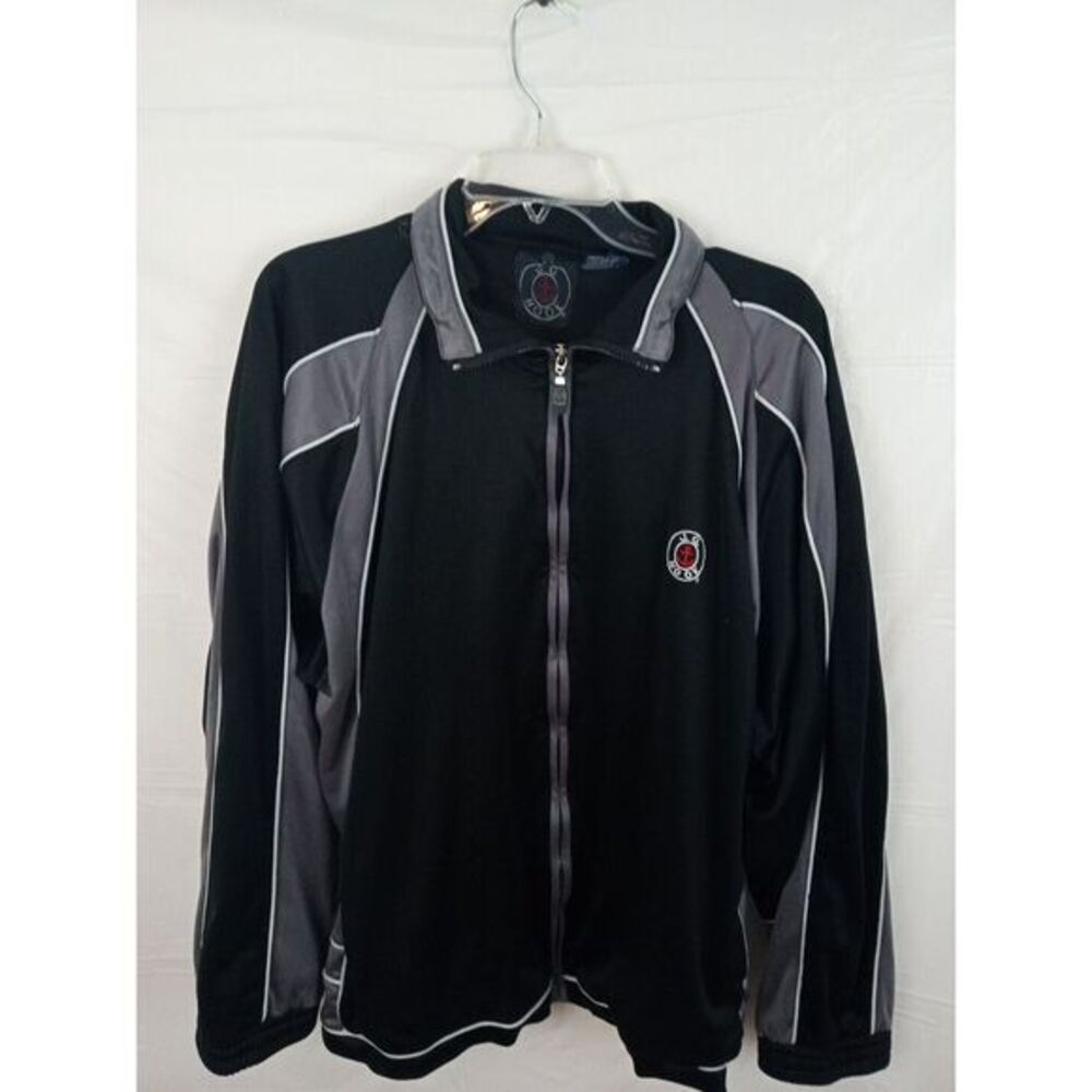 Vintage Extra Large 100% Polyester J.G. Hook Full‎ Zip Black And Gray Jacket